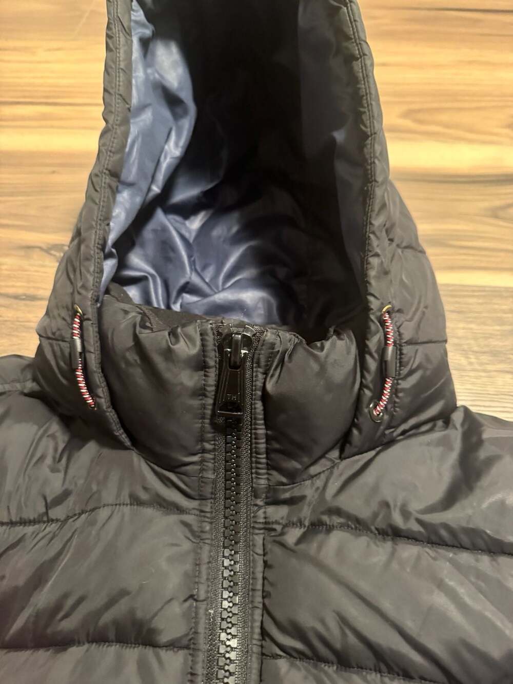 Tommy Hilfiger Men's Dark Blue Padded Full Zip Coat Jacket Size L - Picture 4 of 6